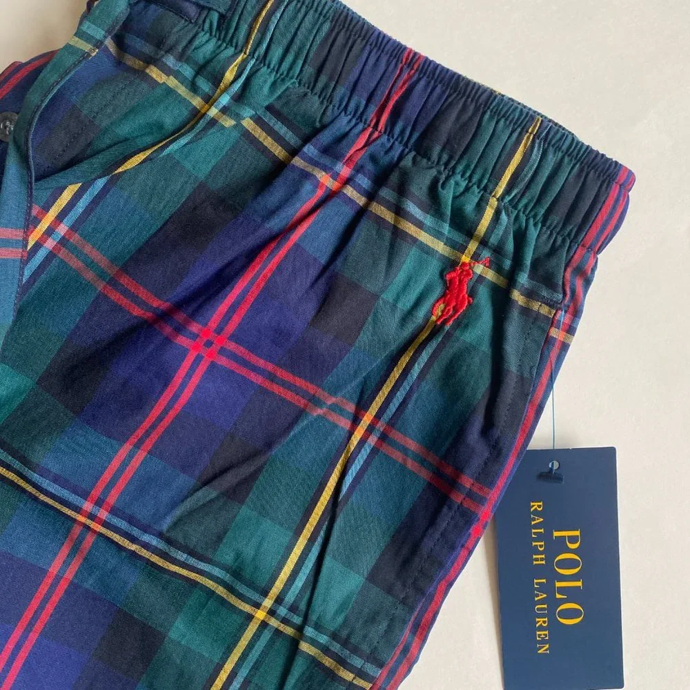 Polo Ralph Lauren Green Polo Multi-Color Plaid Cotton Pajama Lounge Pants